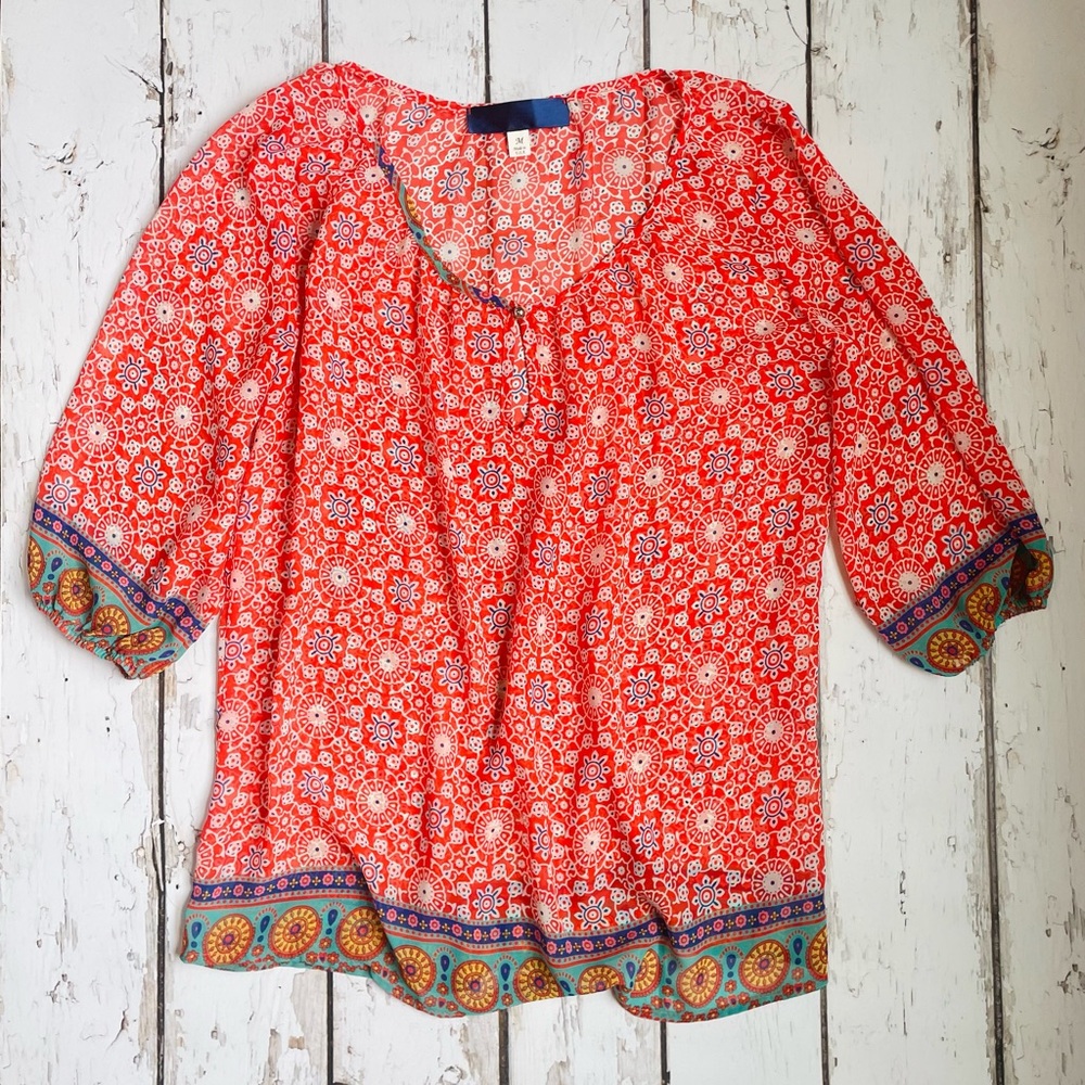 Geometric Medallion Flowy Top Blouse